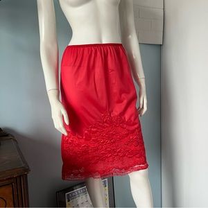 Vintage Poppy Red lingerie slip Skirt size small
